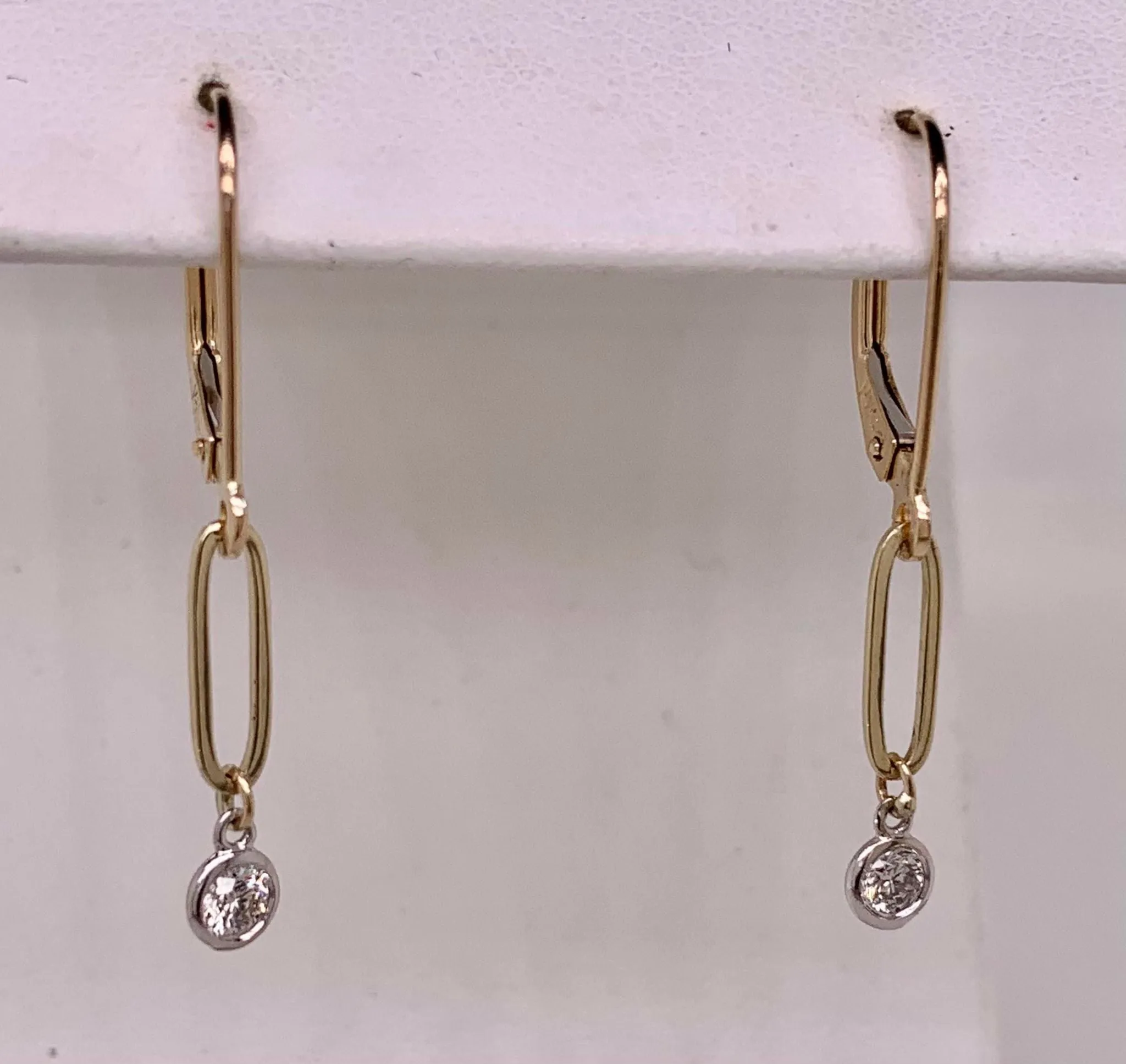 14K Diamond Paper Clip Earrings