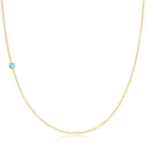 14K Gold Asymmetrical Birthstone Necklace - Turquoise (December)