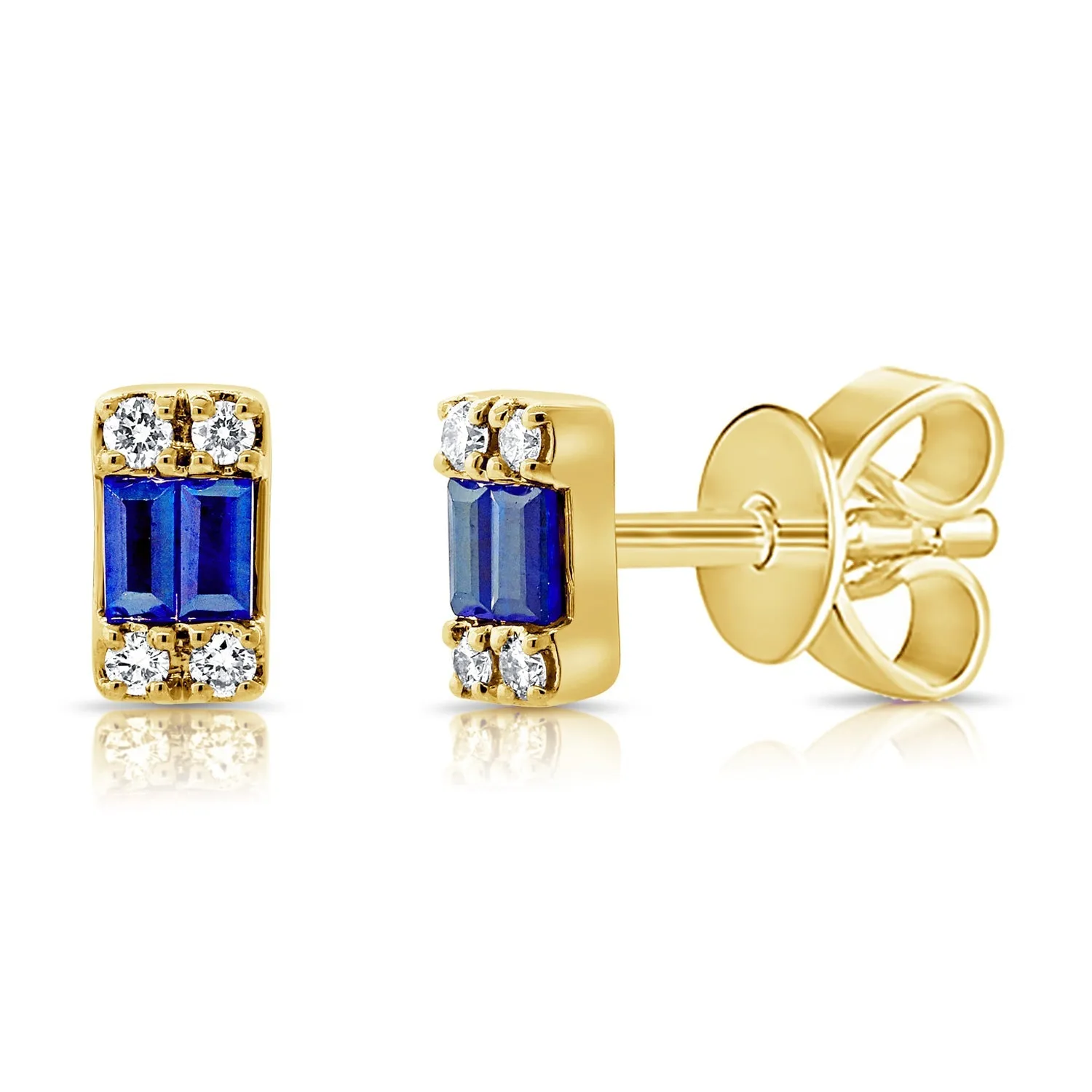 14k Gold Diamond & Sapphire Stud Earrings