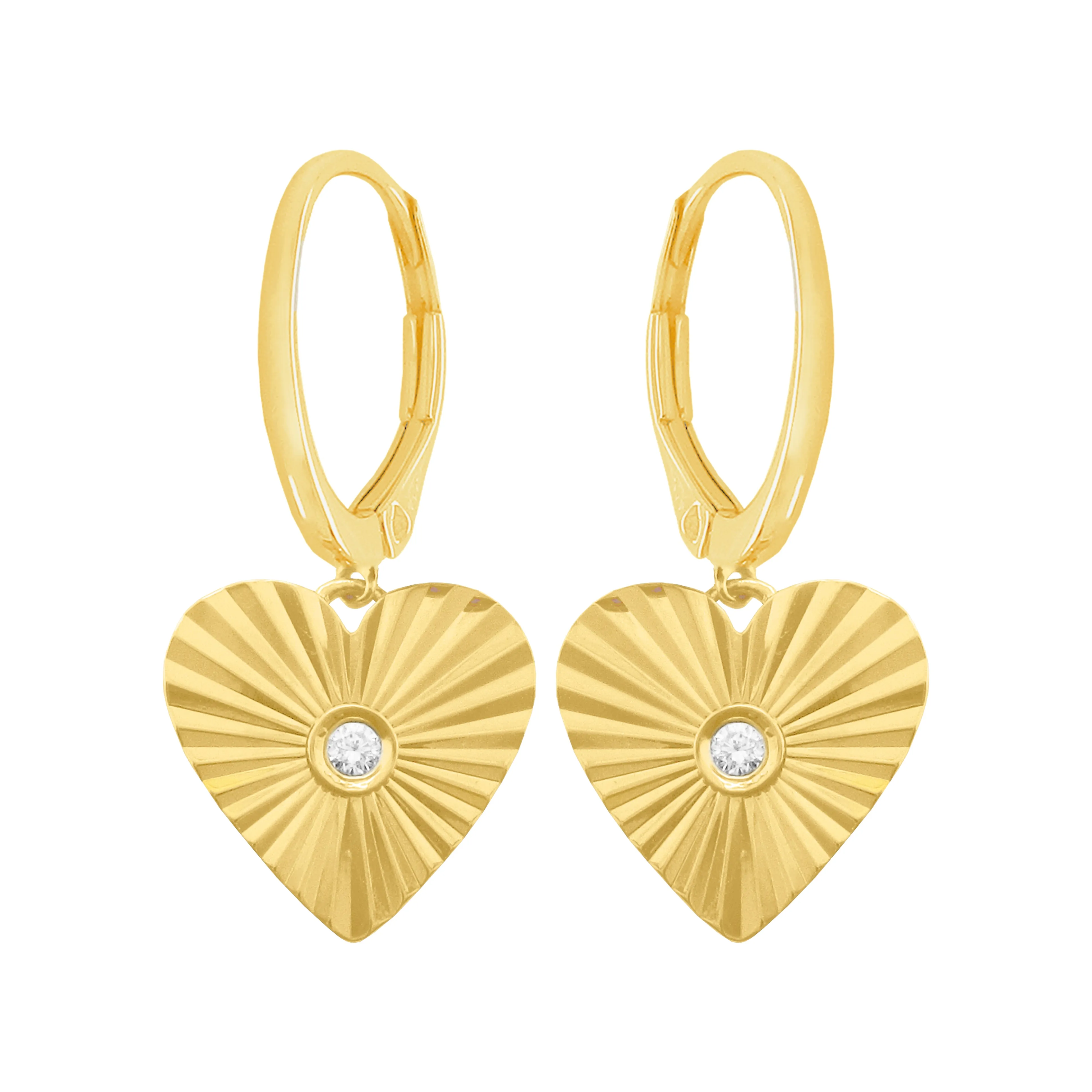 14K GOLD DIAMOND ATARA HEART EARRINGS