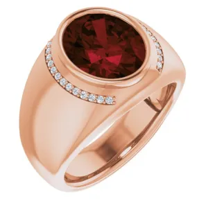 14K Rose Natural Mozambique Garnet & 1/8 CTW Natural Diamond Ring