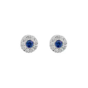 14k Sapphire & Diamond Stud Earrings