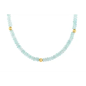 14K Yellow Gold Apatite and Gold Bead Necklace