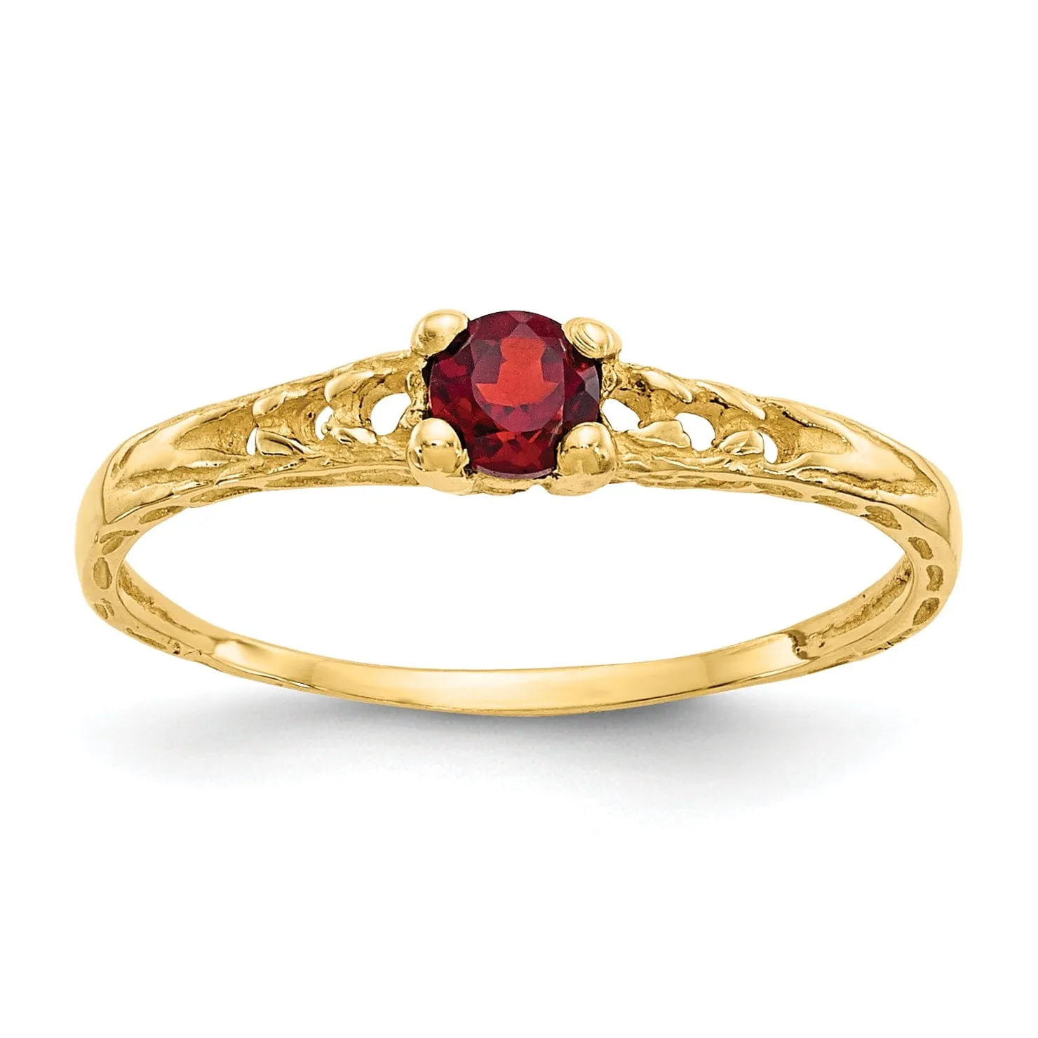 14k Yellow Gold Garnet Birthstone Baby Ring