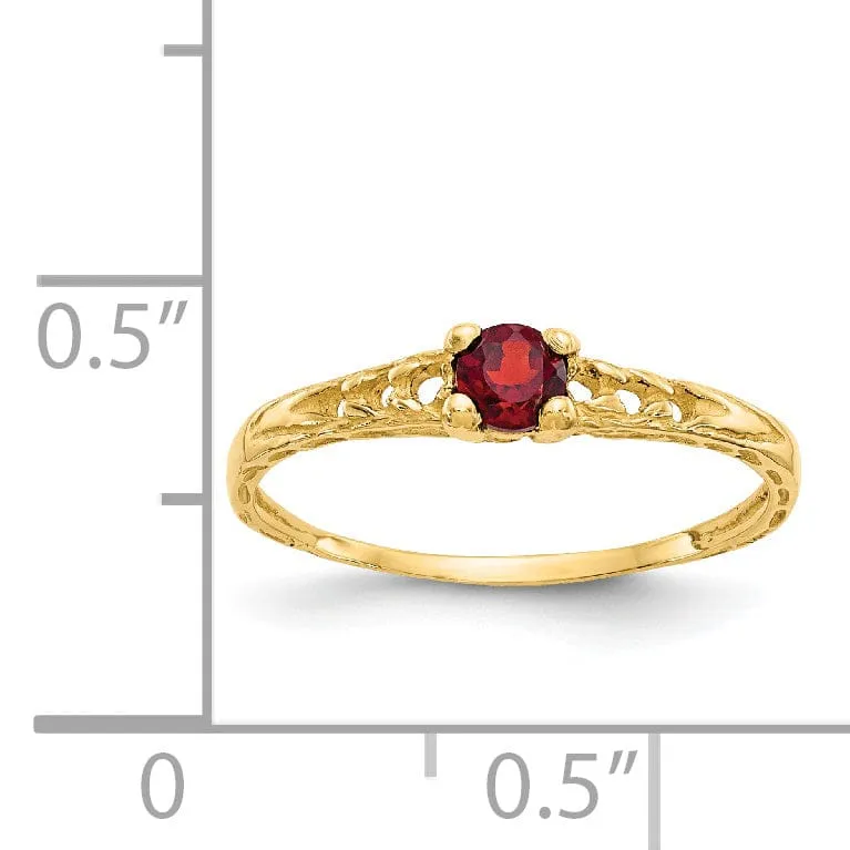 14k Yellow Gold Garnet Birthstone Baby Ring