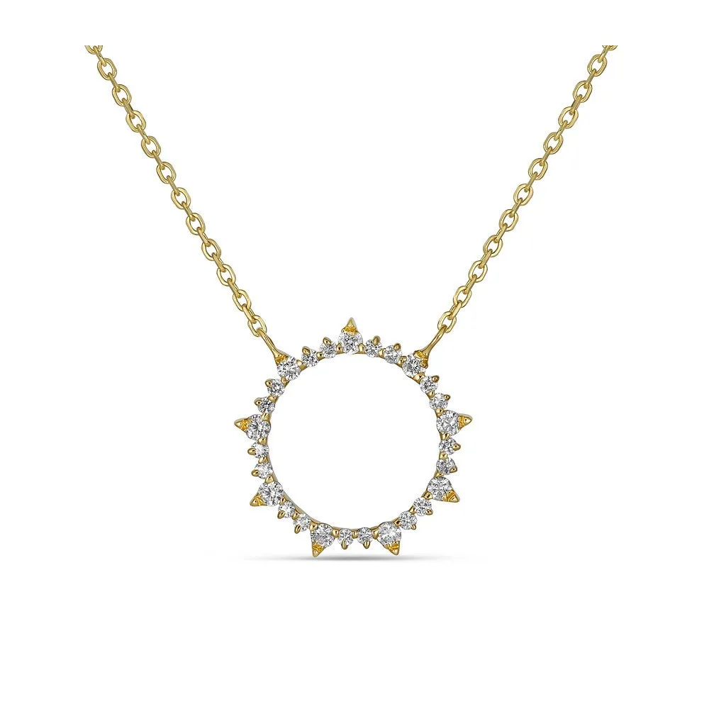 14KT GOLD 0.16CTW DIAMOND SUN CIRCLE NECKLACE