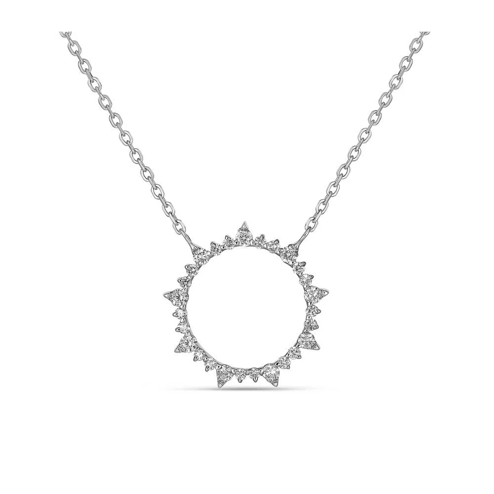 14KT GOLD 0.16CTW DIAMOND SUN CIRCLE NECKLACE