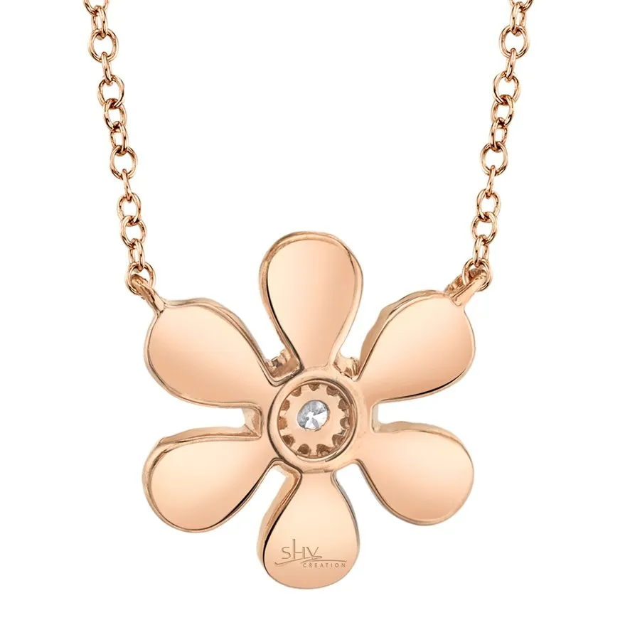 14KT Gold 1/4 CTW Diamond Flower Necklace