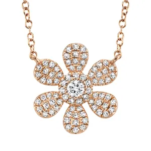 14KT Gold 1/4 CTW Diamond Flower Necklace