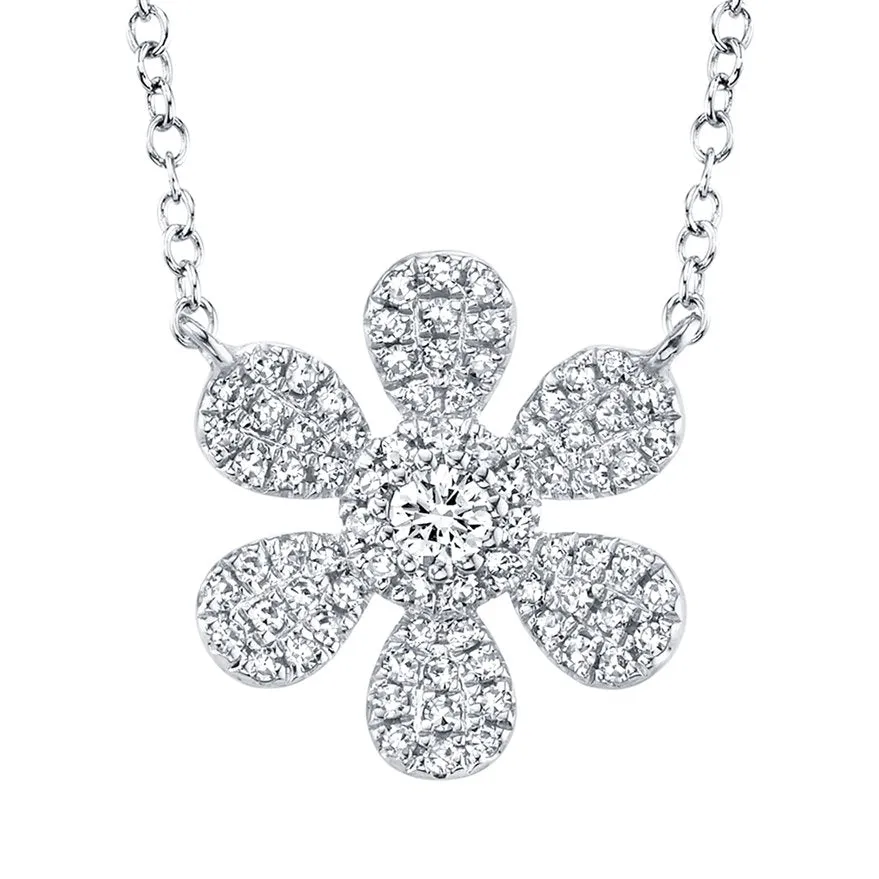 14KT Gold 1/4 CTW Diamond Flower Necklace