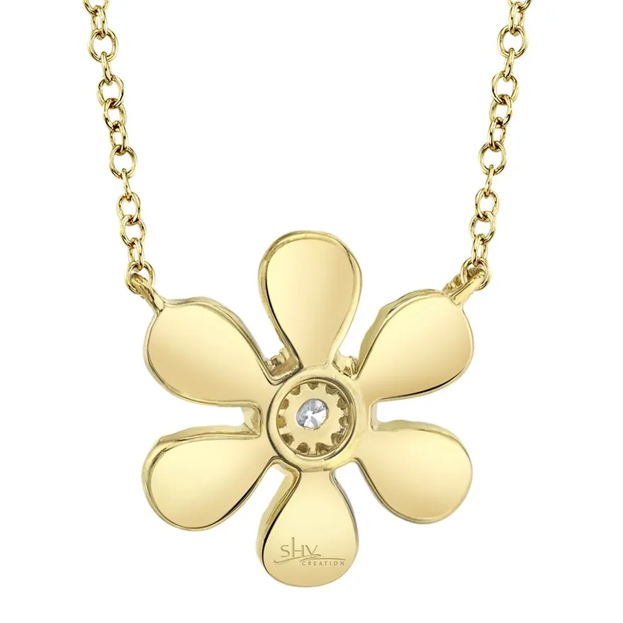 14KT Gold 1/4 CTW Diamond Flower Necklace