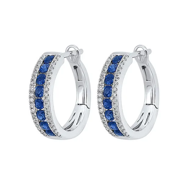 14Kt White Gold Diamond 1/5Ctw & Sapphire 7/8Ctw Earring