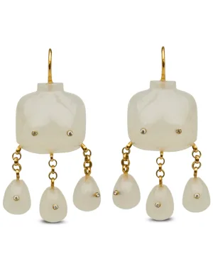 18k Yellow Gold Moonstone Victorian Goddess Earrings