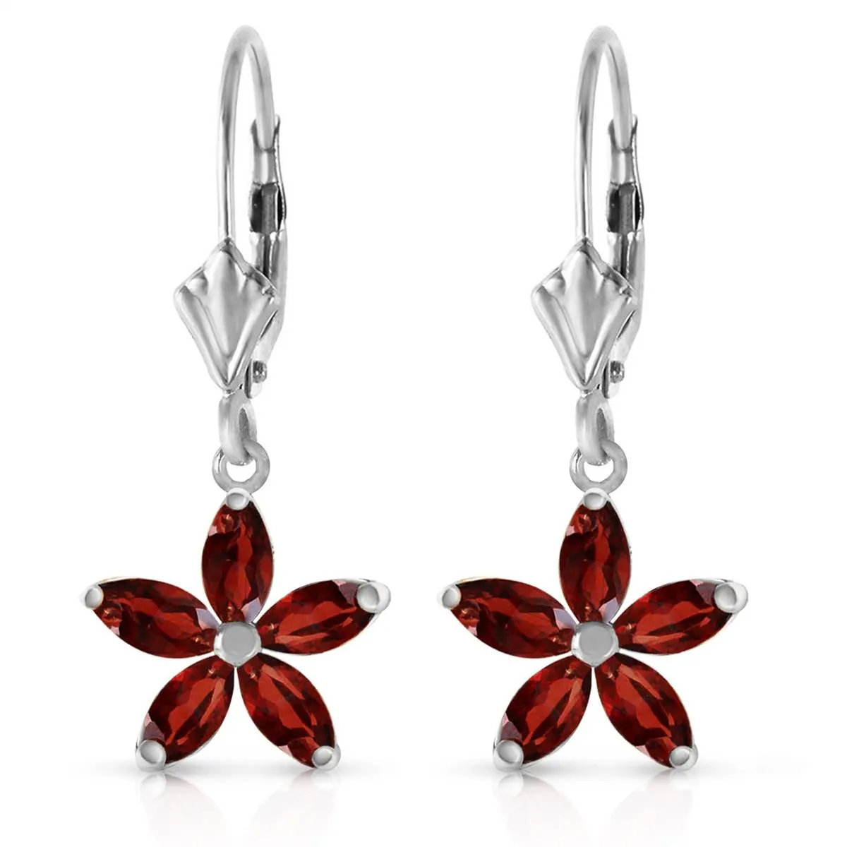 2.8 Carat 14K Solid White Gold Will To Love Garnet Earrings