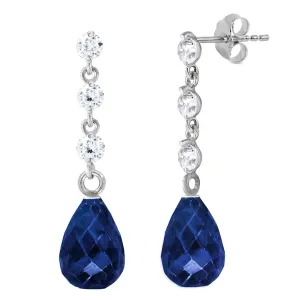 6.9 Carat 14K Solid White Gold Sing Me The Blues Sapphire Diamond Earrings