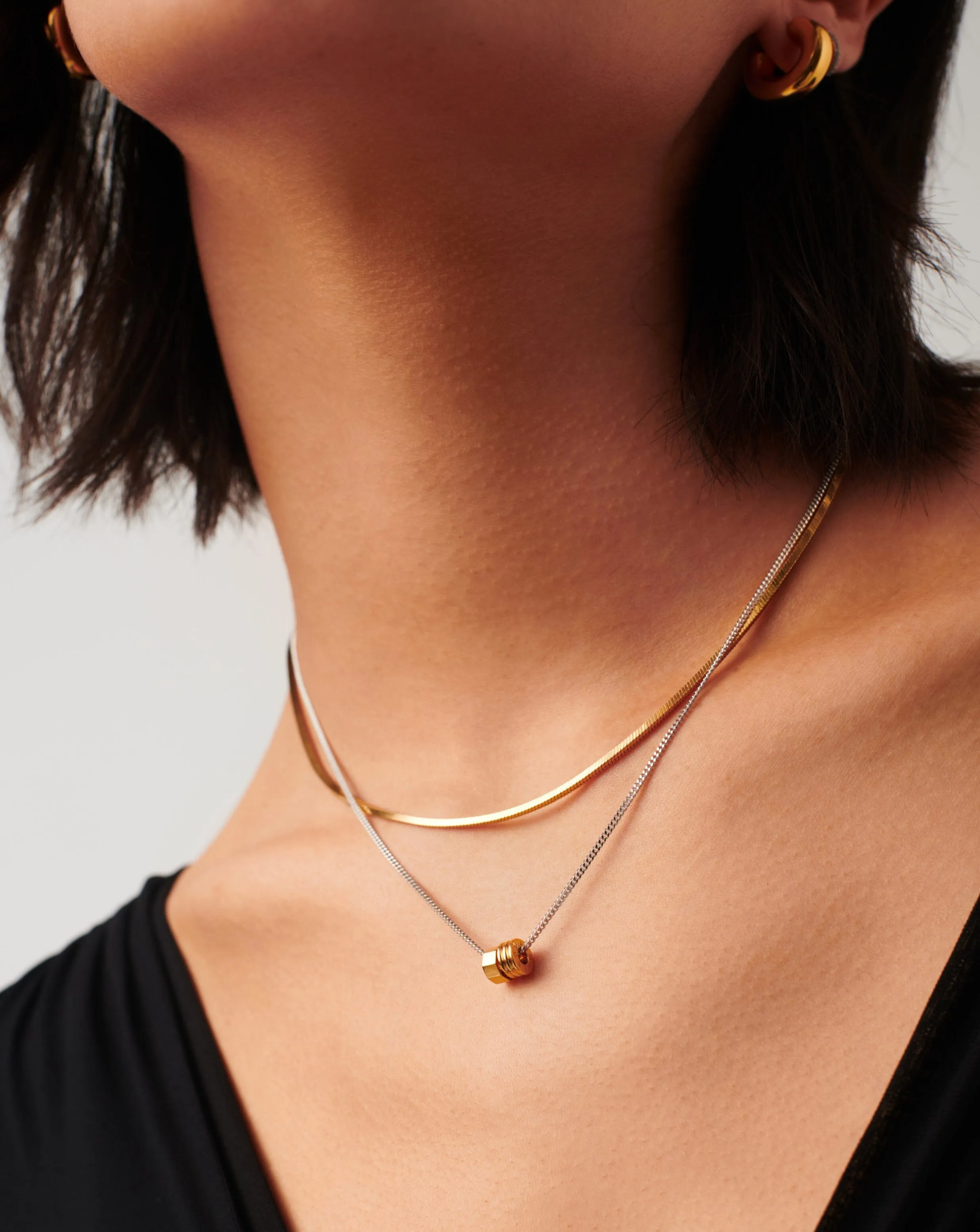 Abacus Beaded Floating Charm Necklace | 18k Recycled Gold Vermeil and Rhodium on Sterling Silver