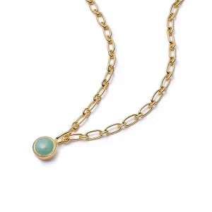 Amazonite Chunky Healing Stone Necklace 18ct Gold Plate