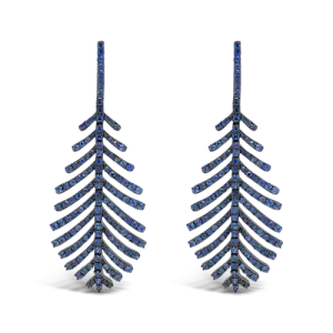 Blue Sapphire Feather Earrings