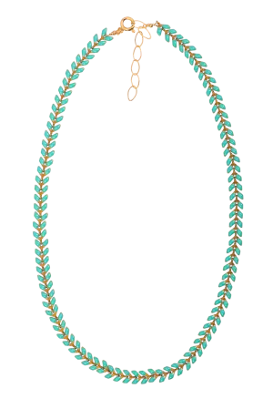 Brown Eyed Girl Turquoise Leaf Chain Necklace