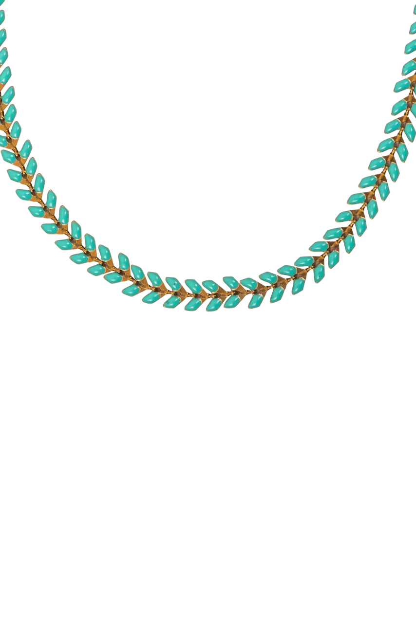 Brown Eyed Girl Turquoise Leaf Chain Necklace