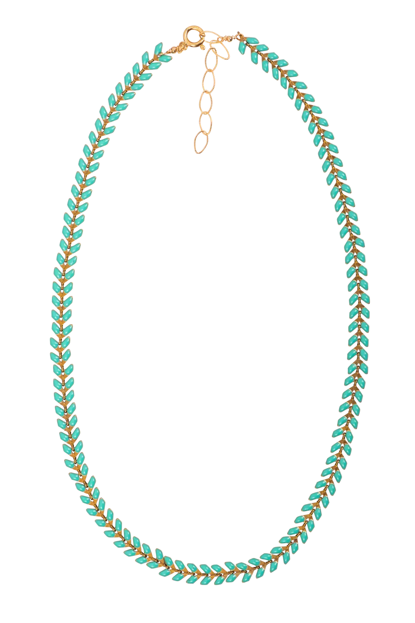 Brown Eyed Girl Turquoise Leaf Chain Necklace