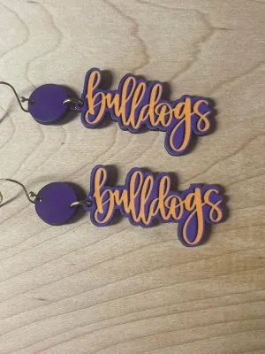 Bulldogs | mascot | earrings | black | gold