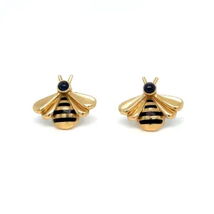 Cartier Sapphire & 18k Gold Bumble Bee Earrings Original Box