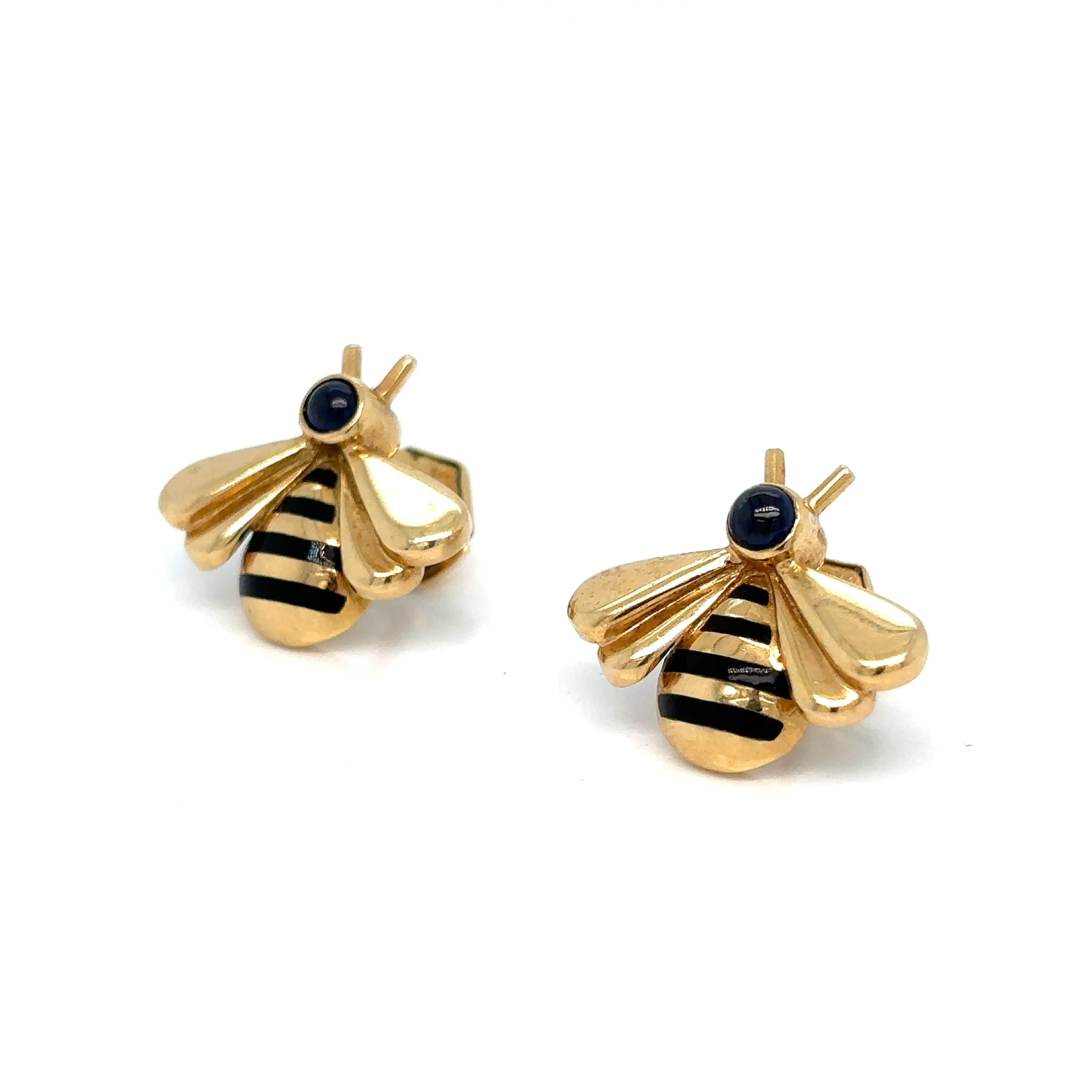 Cartier Sapphire & 18k Gold Bumble Bee Earrings Original Box