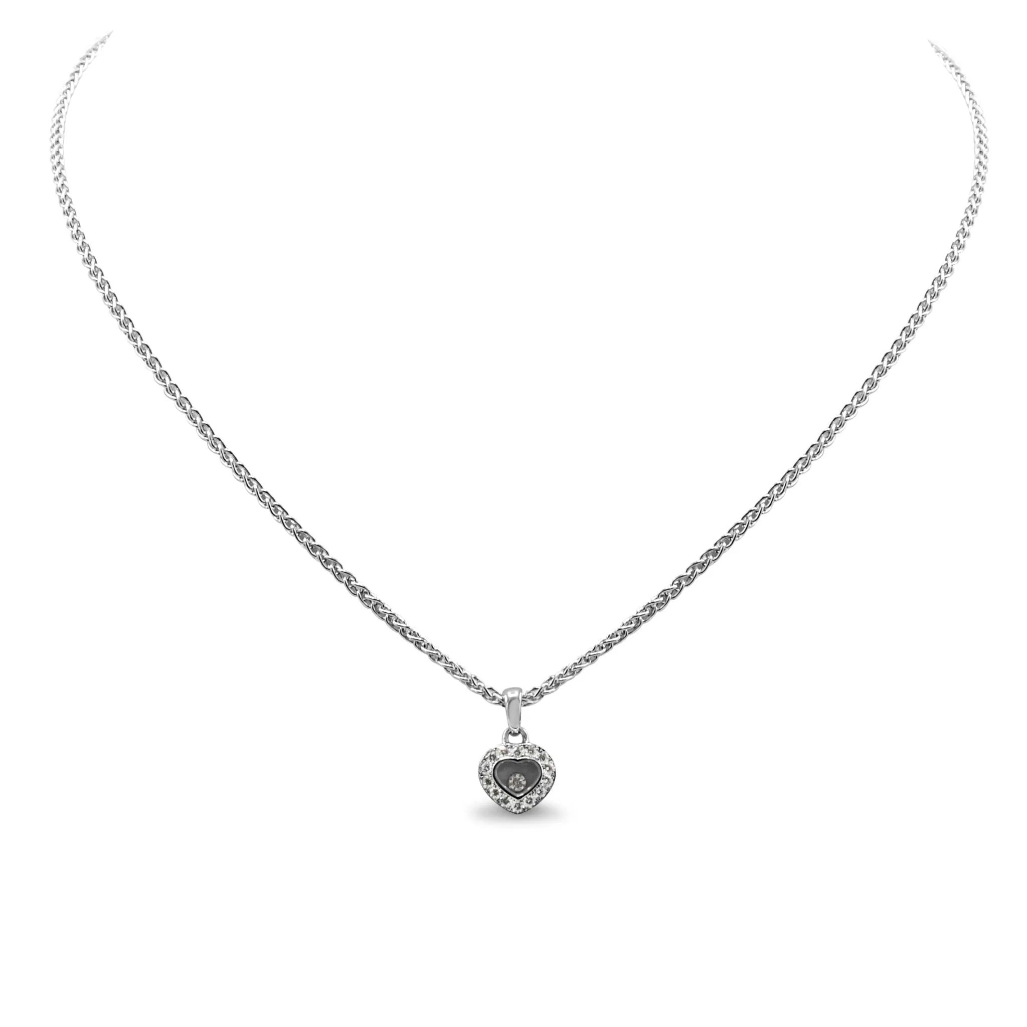 Chopard Happy Diamond Heart Pendant On Necklace - 18ct White Gold