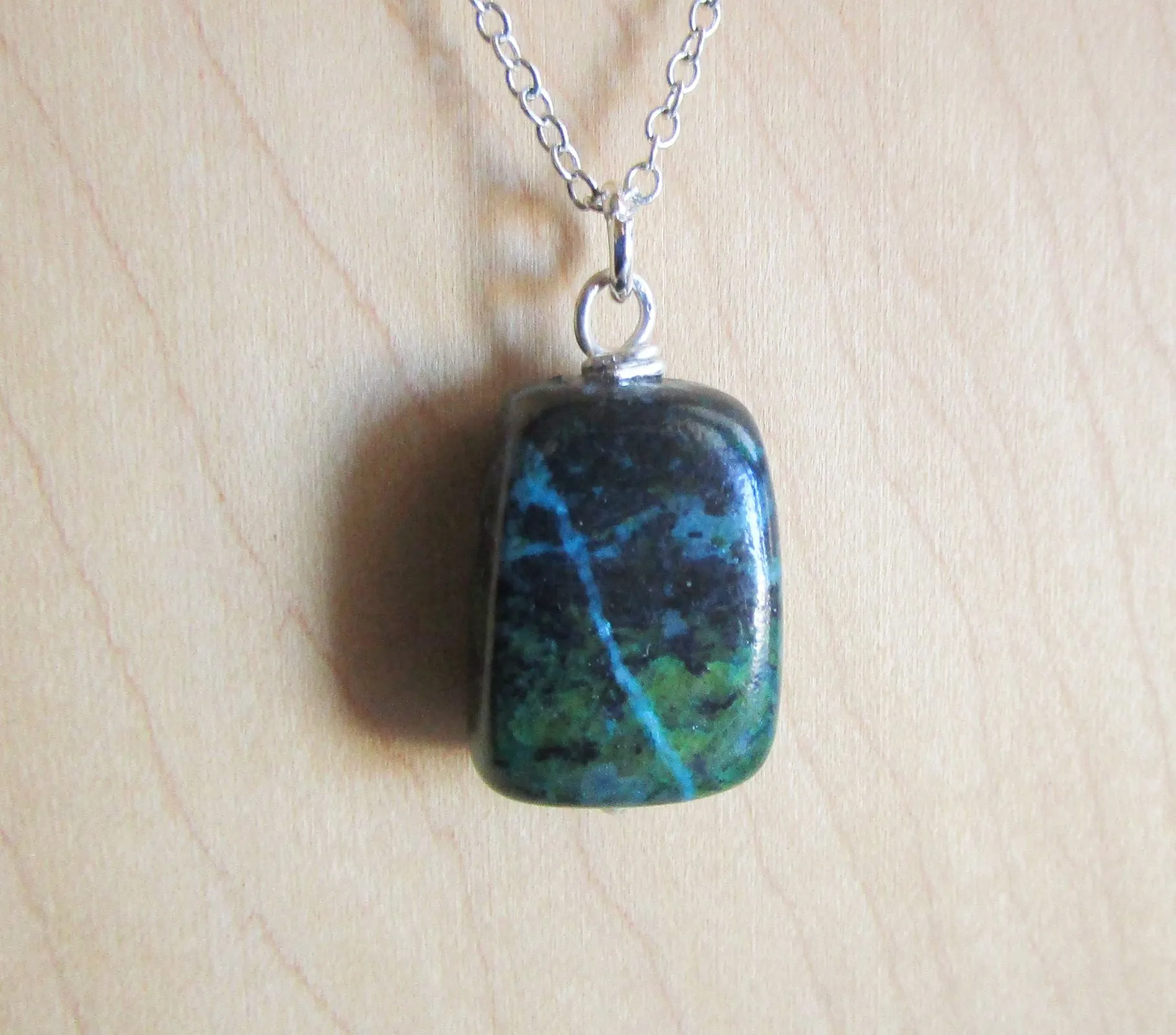 Chrysocolla Natural Polished Stone Pendant Necklace