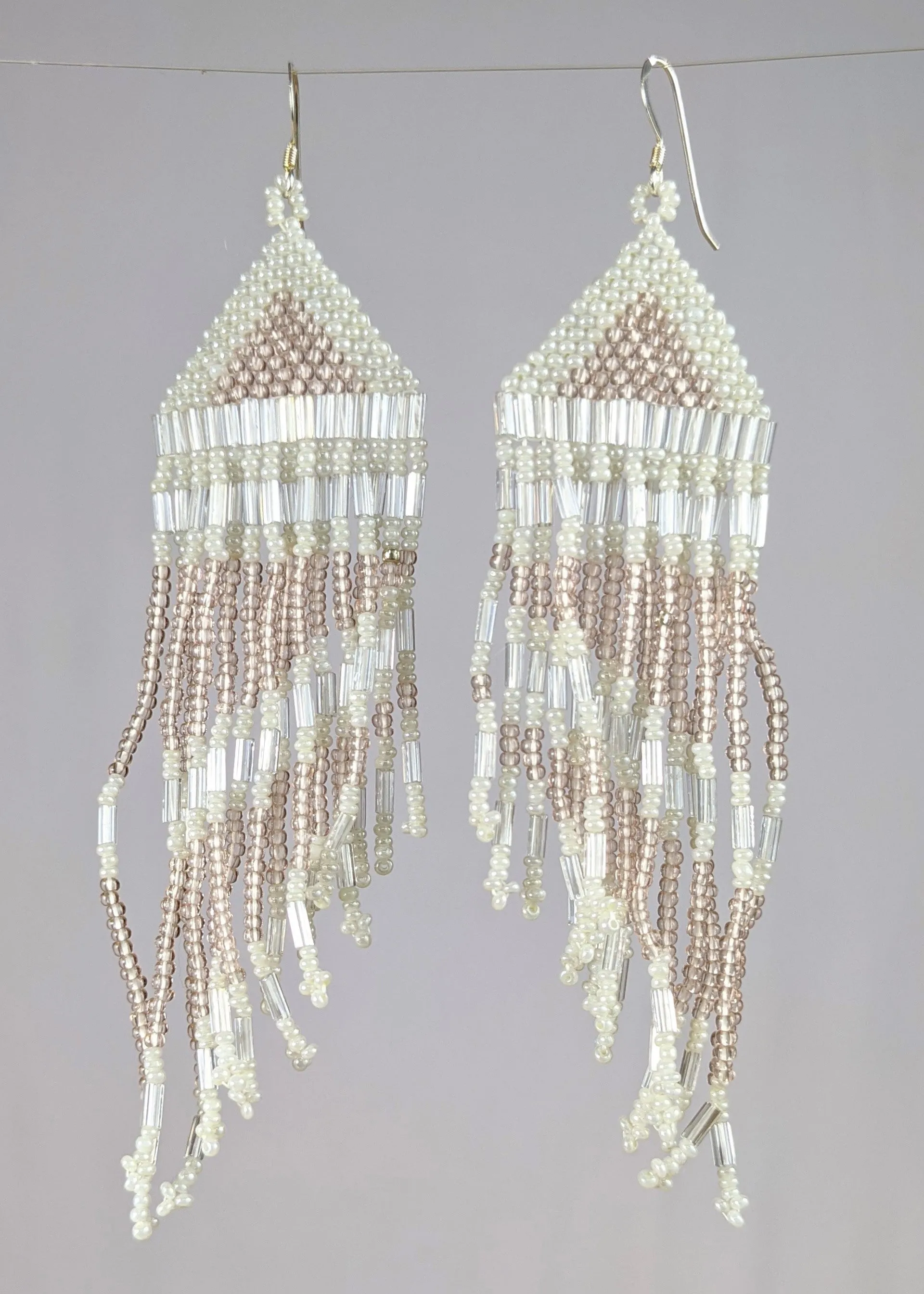 Coral Fringe Beaded Earrings