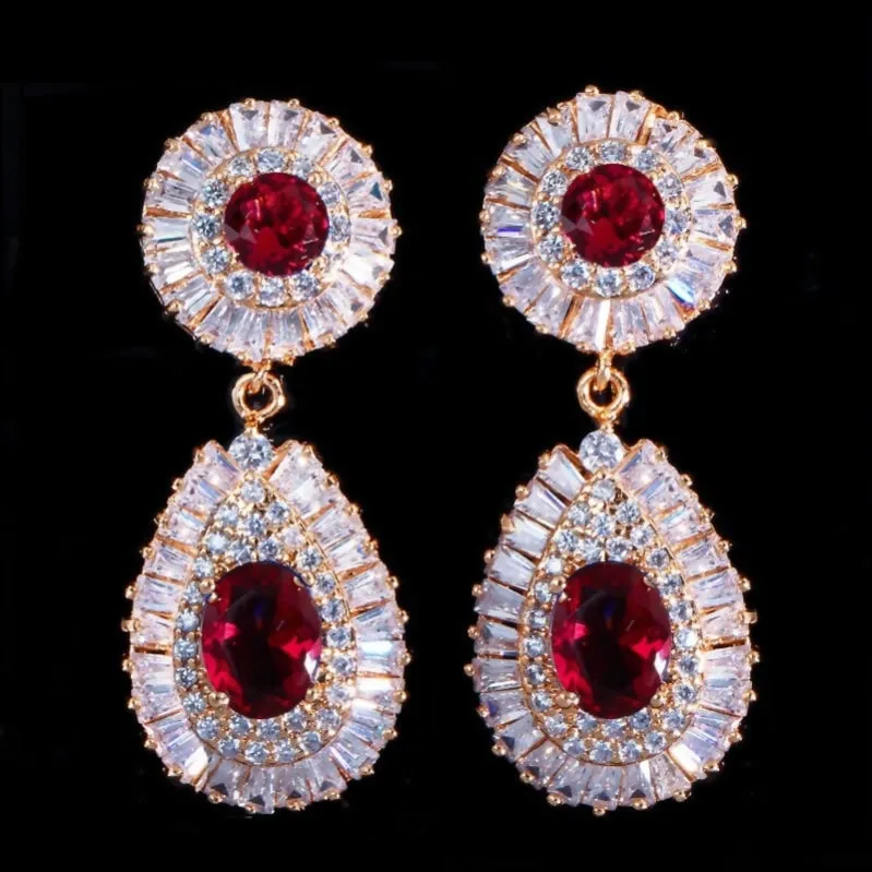 Cubic Zirconia Pave Round Drop Crystal Earrings