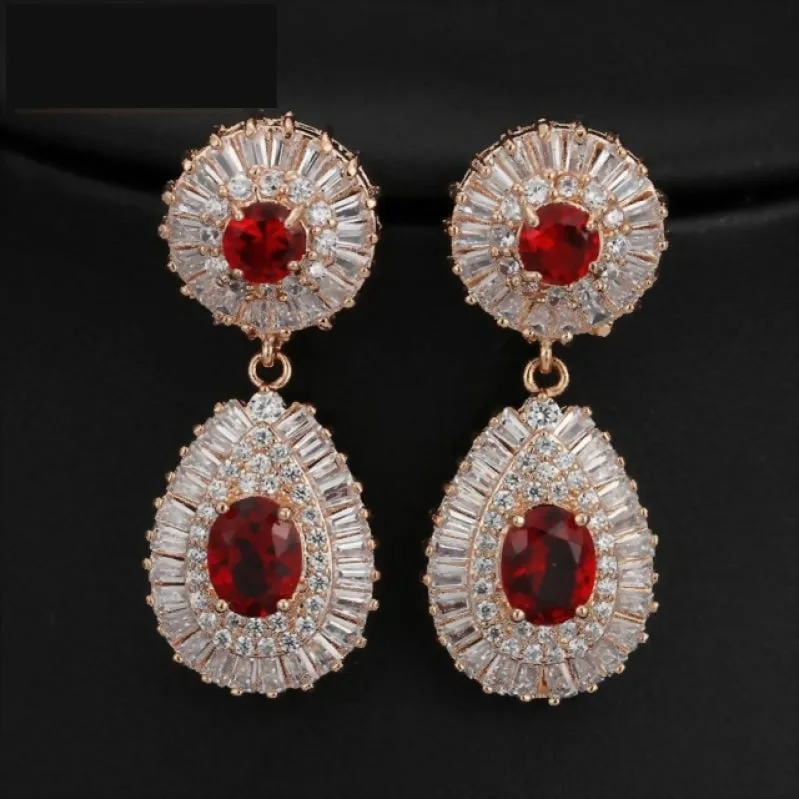 Cubic Zirconia Pave Round Drop Crystal Earrings