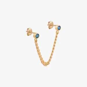 Curb Link Chain Sapphire Bezel Earring