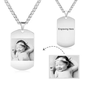 Custom Photo Dog Tag Picture Necklace- Unique Gift For New Mom