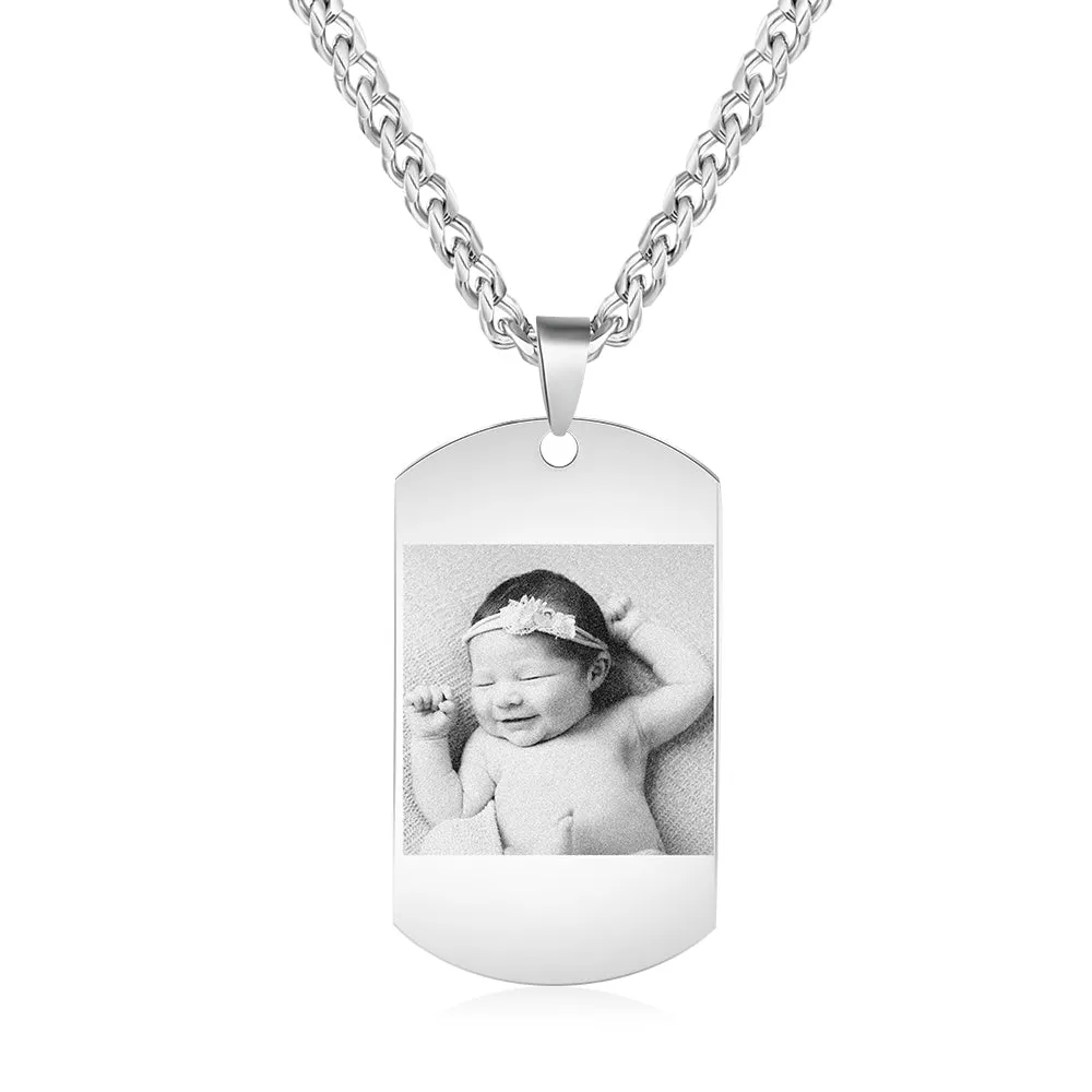 Custom Photo Dog Tag Picture Necklace- Unique Gift For New Mom