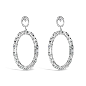 Diamond Dangle Earrings in Oval Shape