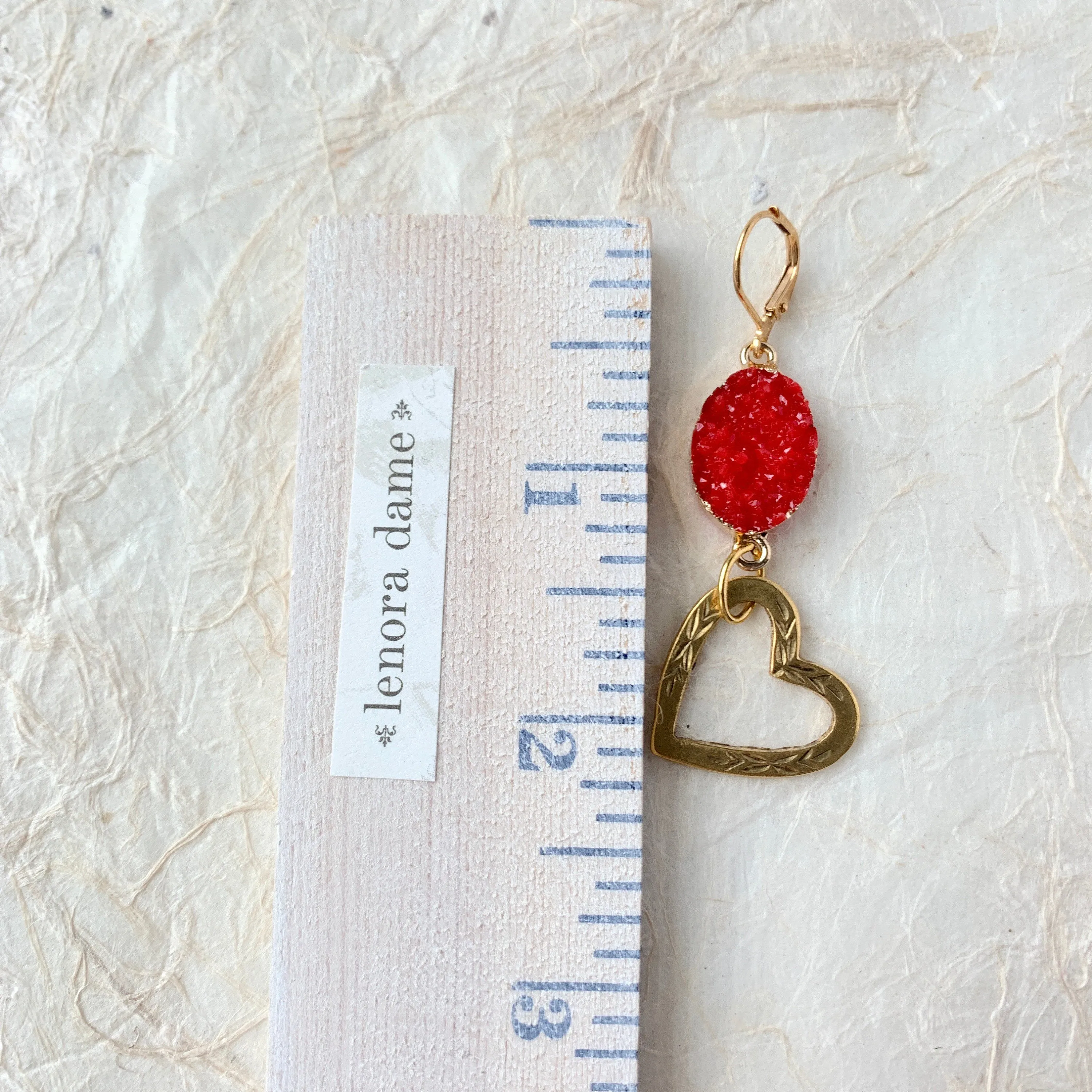 Druzy Crystal Heart Earrings