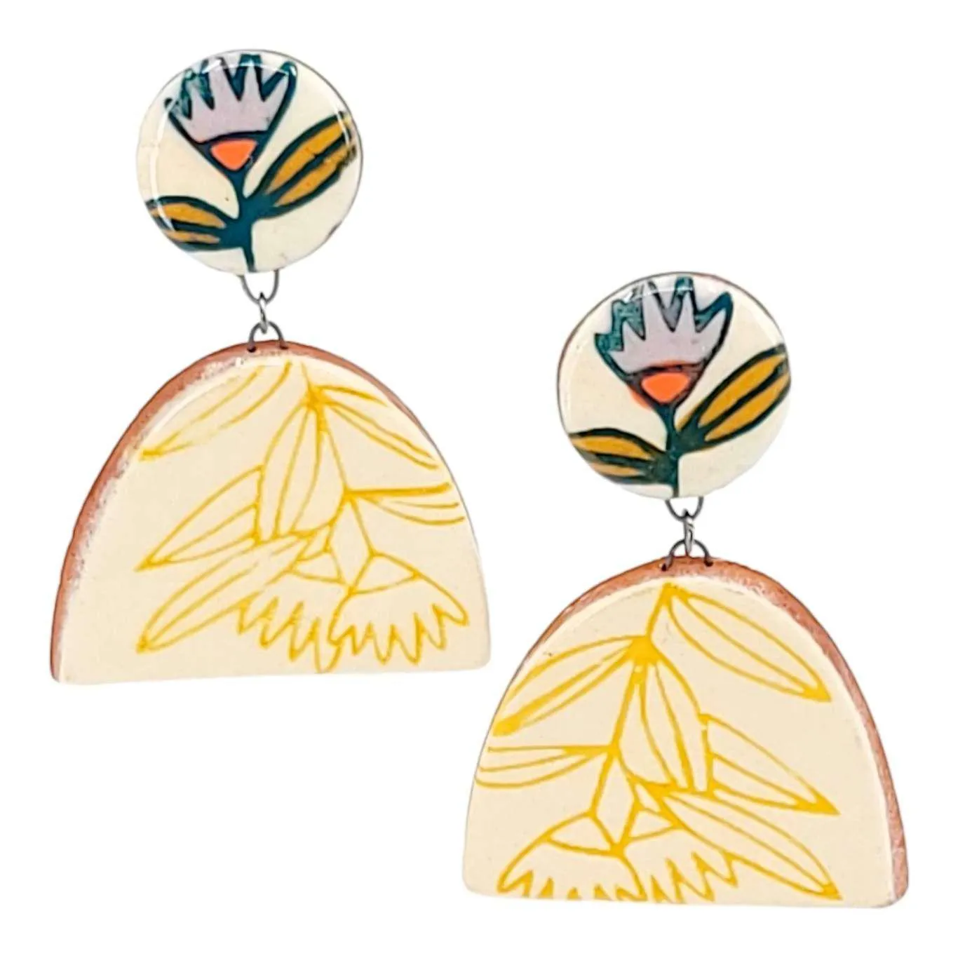 Earrings - Prairie Sprig Post Dangles by Catie Miller Ceramics