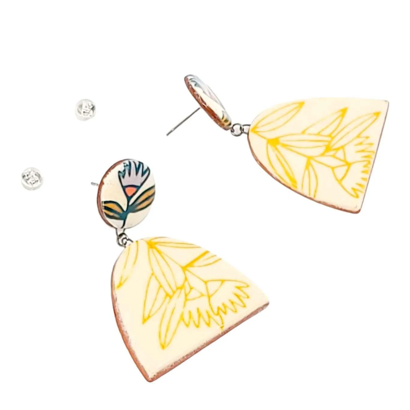 Earrings - Prairie Sprig Post Dangles by Catie Miller Ceramics