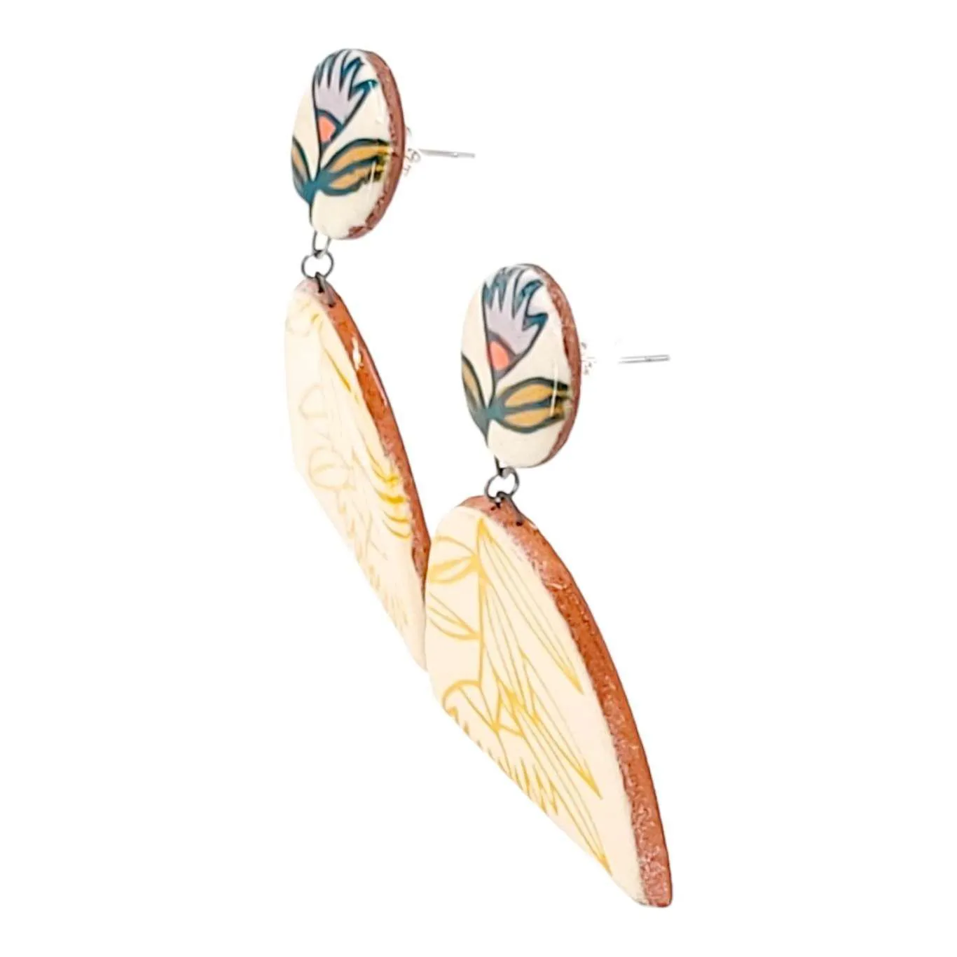 Earrings - Prairie Sprig Post Dangles by Catie Miller Ceramics