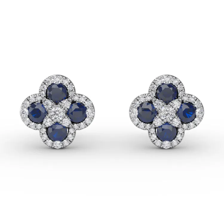 Endless Bliss Sapphire and Diamond Cluster Studs