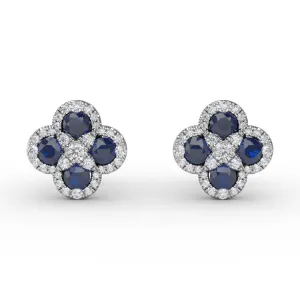 Endless Bliss Sapphire and Diamond Cluster Studs