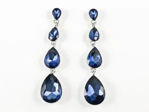 Fancy Classic 5 Drop Sapphire Crystal Dangle Fashion Earrings