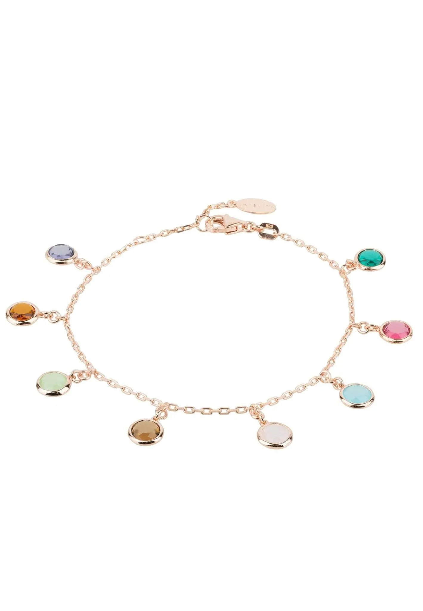 Florence Multi Coloured Gemstone Bracelet Rosegold