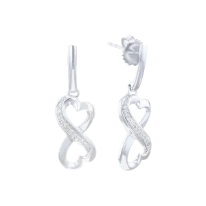 Follow Your Heart Silver Diamond Earrings