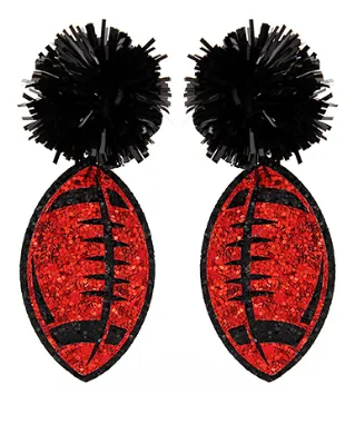 Glitter Red Football Earring