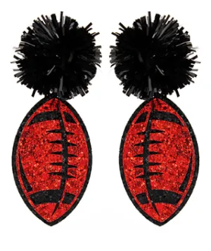 Glitter Red Football Earring