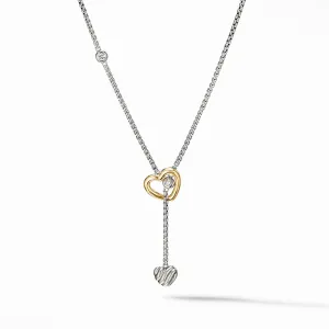 Heart Y Necklace with 18K Yellow Gold and Pave Diamonds