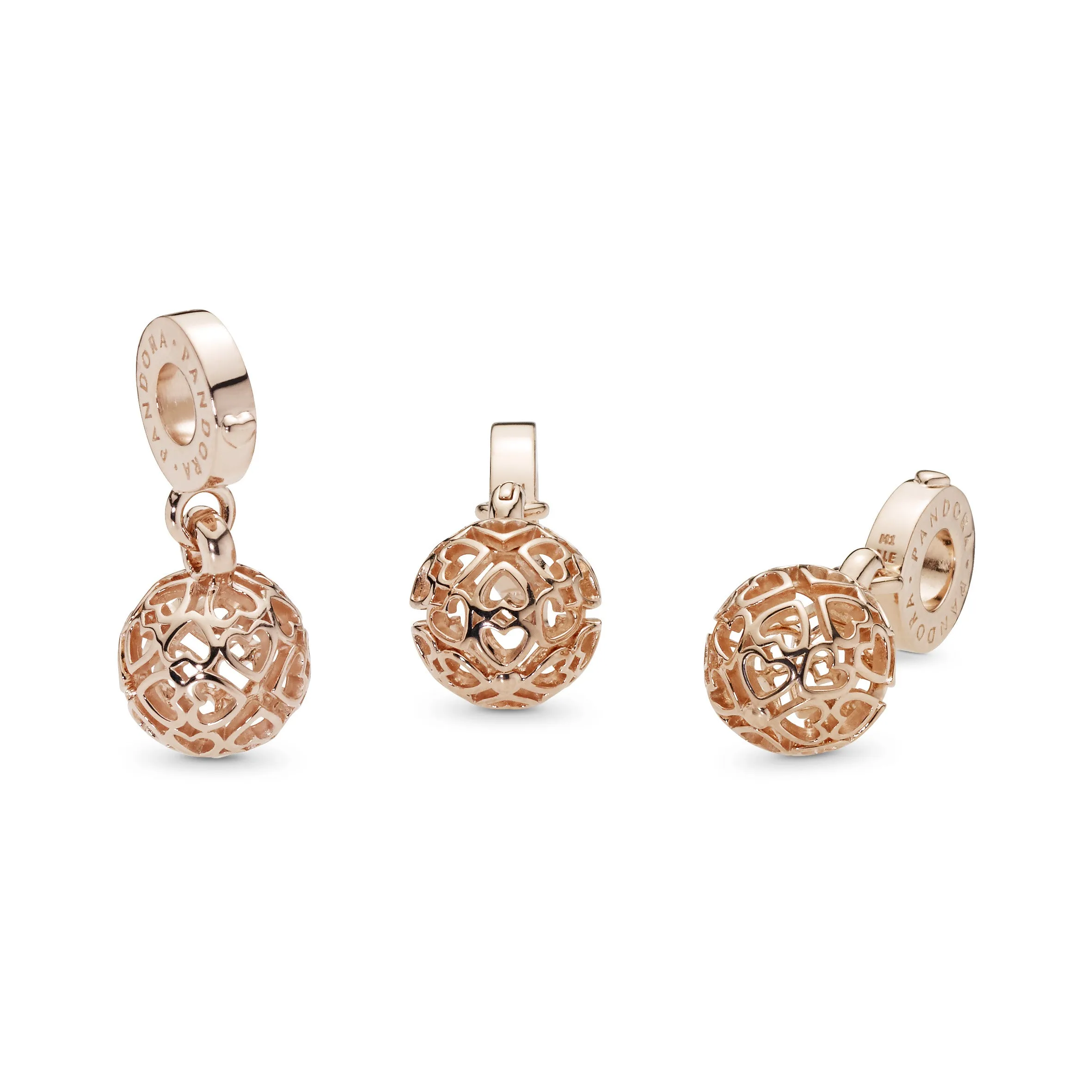 Hearts 14k Rose Gold-plated dangle